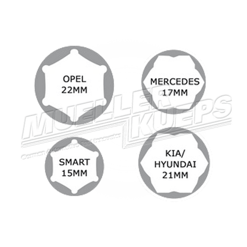 Doppen speciale wielbouten (Mercedes/Opel/Smart/Kia/Hyundai) - Mueller-Werkzeug-Benelux