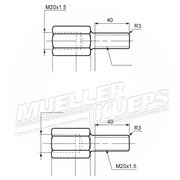 Adapter t.b.v. andere slaghamers bi.: M18x1,5 | bu.: M20x1,5 - Mueller-Werkzeug-Benelux