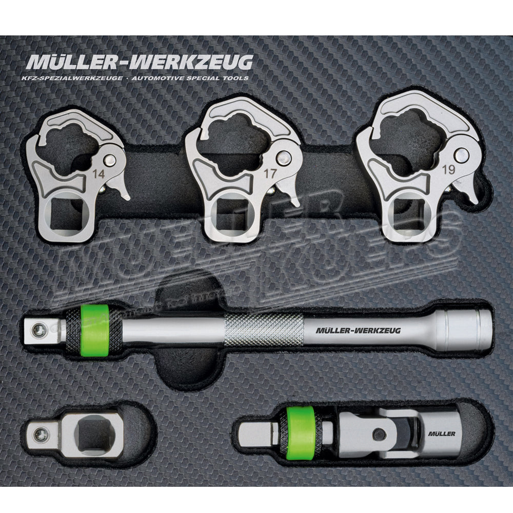 Sensor- en leidingsleutelset 14, 17 en 19 mm 6 delen