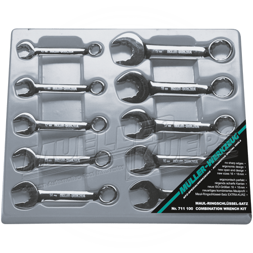 Korte combinatie sleutel set - Mueller-Werkzeug-Benelux