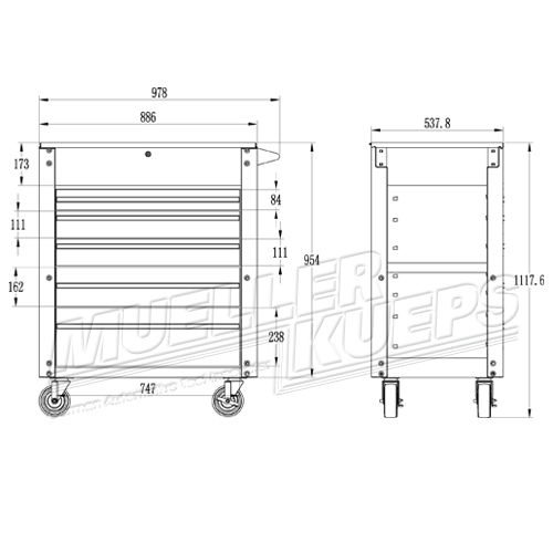 Tool trolley with top compartment