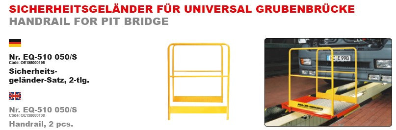 Fettgrubenbrücke für flache Kante, mit Balustrade