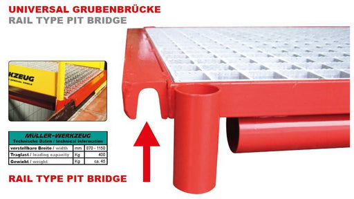 Smeerput-brug voor rail type, compleet met balustrade - Mueller-Werkzeug-Benelux