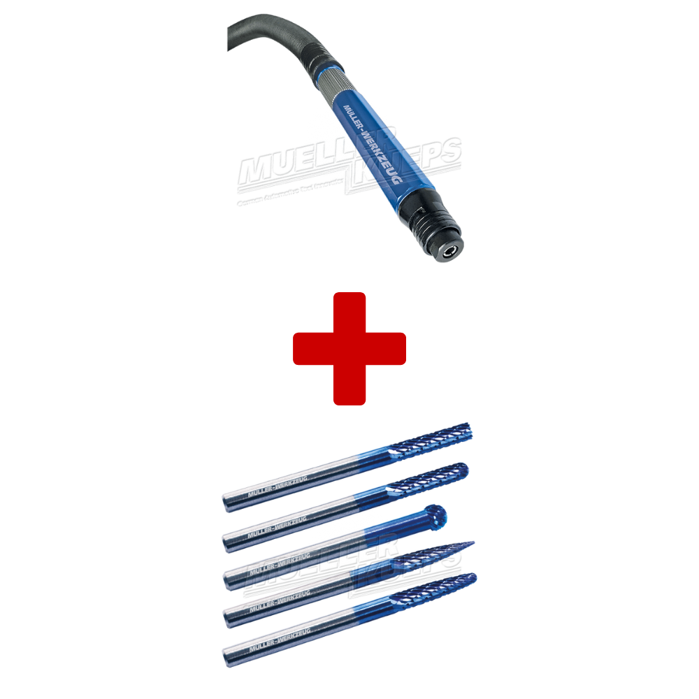 Micro stiftslijper "Bionigrip" + Hardmetaal freesset 5 delig